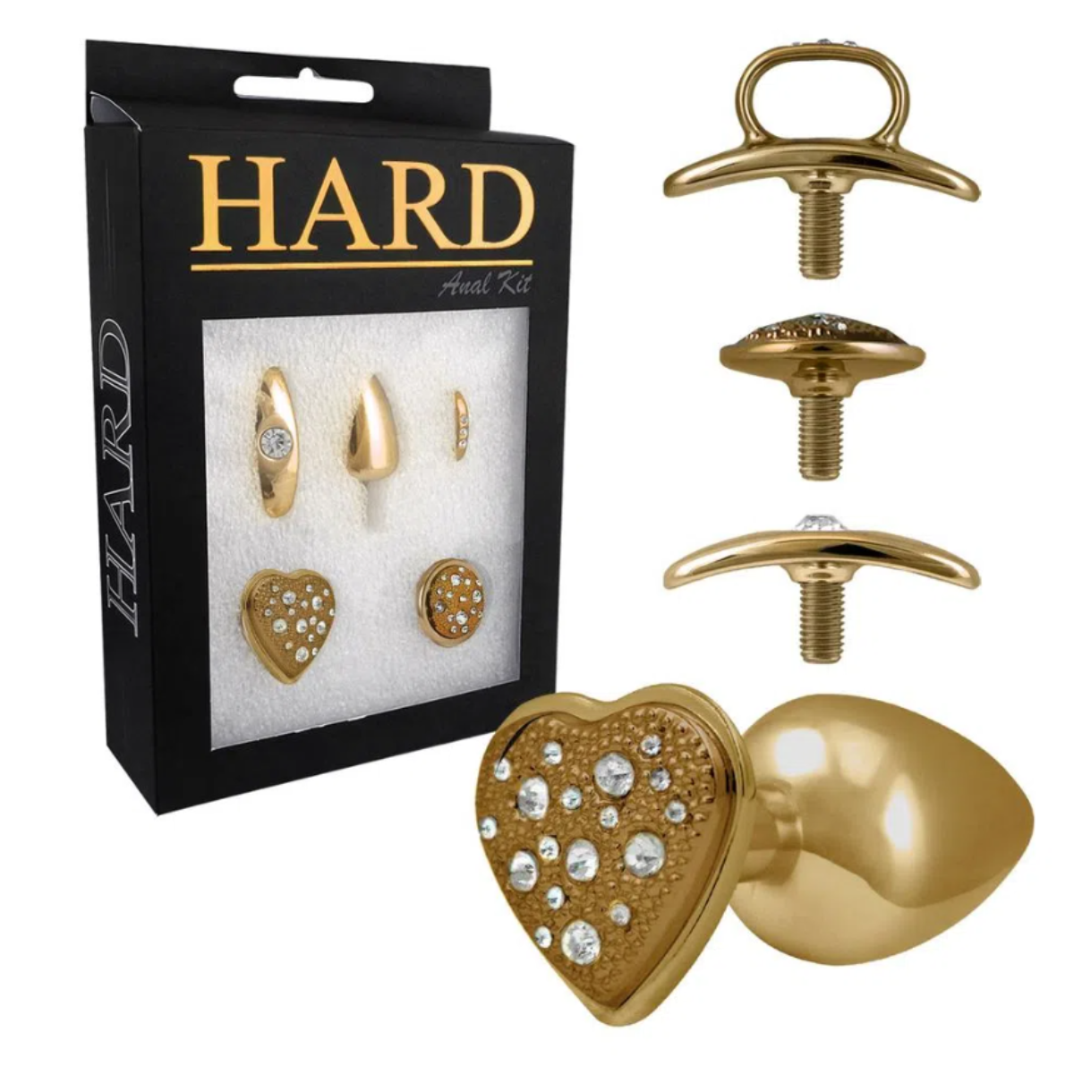 Anal Kit - Hard - Plug com 4 bases diferentes tamanho médio — Cor: Dourado