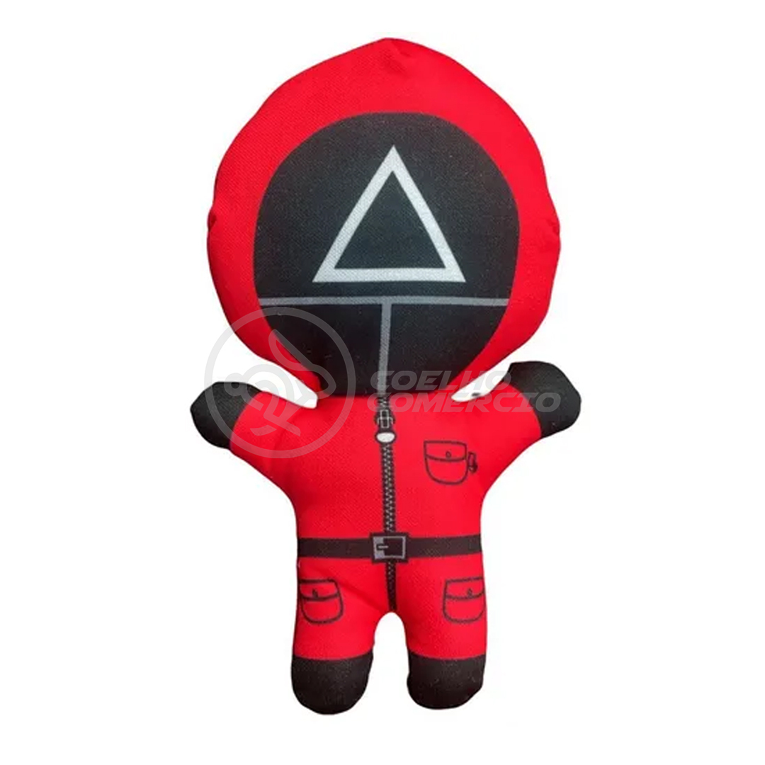 Boneco Pelúcia Squid Game Vermelho 26cm - Round 6 — Personagem: Triangulo