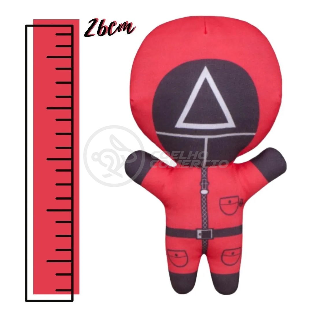 Boneco Pelúcia Squid Game Vermelho 26cm - Round 6 — Personagem: Triangulo