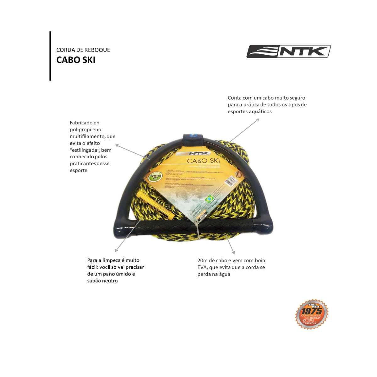 Cabo Ski Corda de Reboque para Esportes Aquáticos NTK