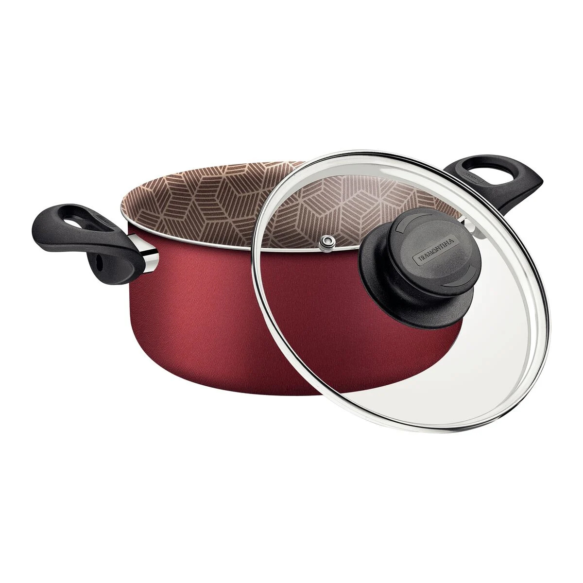 Caçarola Tramontina Paris em Alumínio Antiaderente Vermelho com Tampa 26 cm 6,3 L