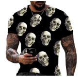 Camiseta Caveira Rock 100% Algodão — Tamanho: P