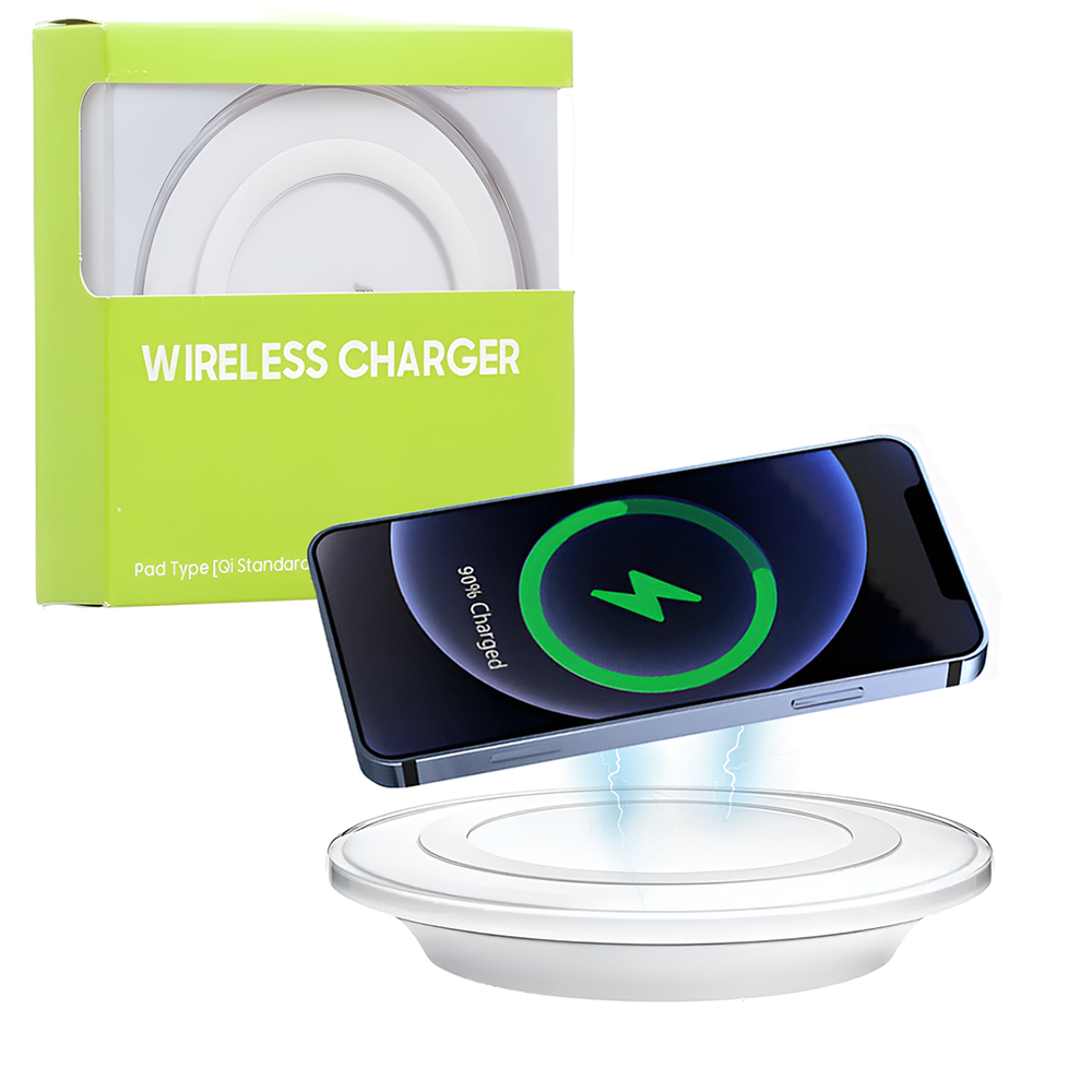 Carregador Wireless Slim Qi Para Celular Mesa - Branco