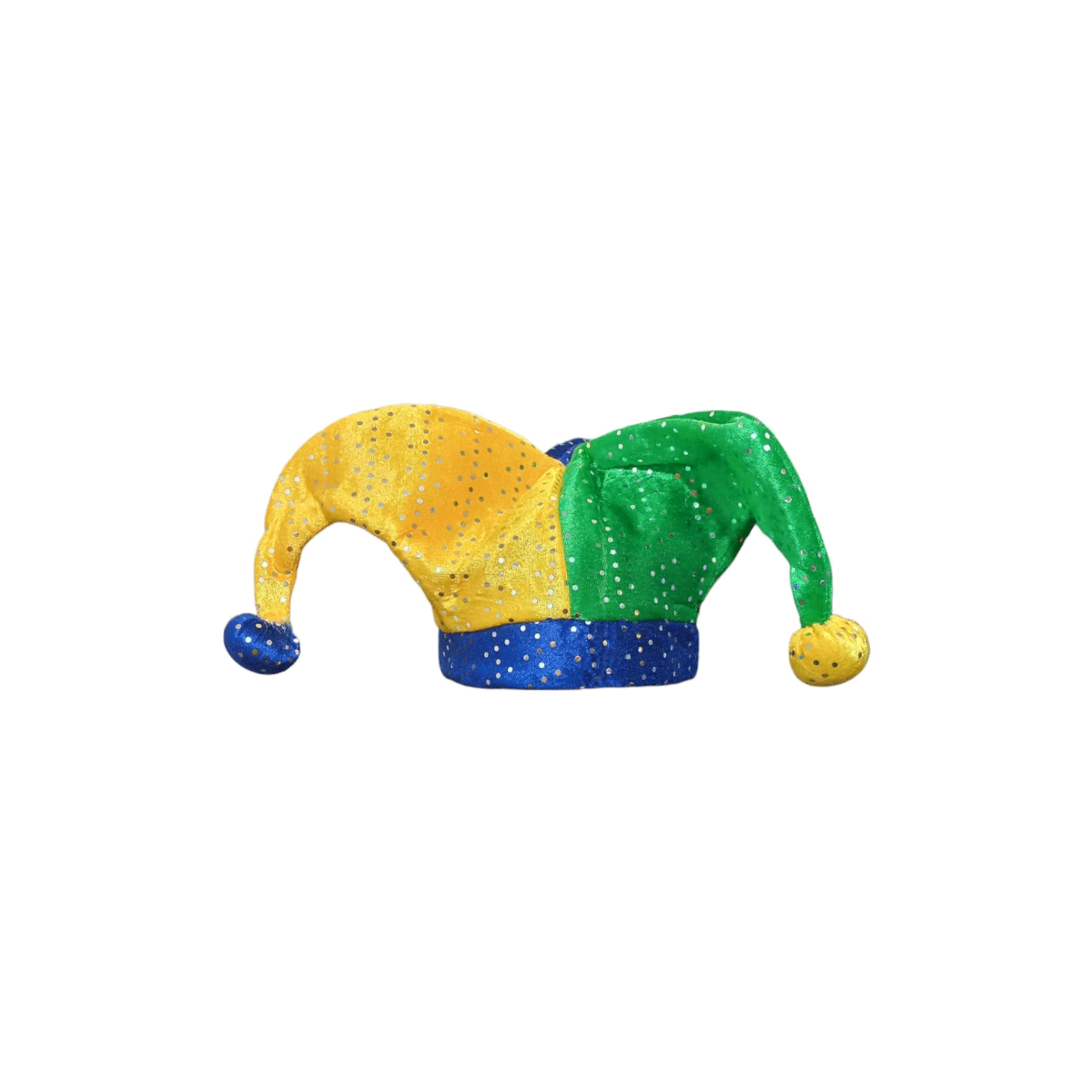 Chapéu Bobo da Corte 3 Pontas c/ Lantejoula - Fantasia — Cor: Verde, Amarelo e Azul