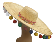 Chapéu Mexicano Palha Bolinhas Coloridas Festa Tamanho Único