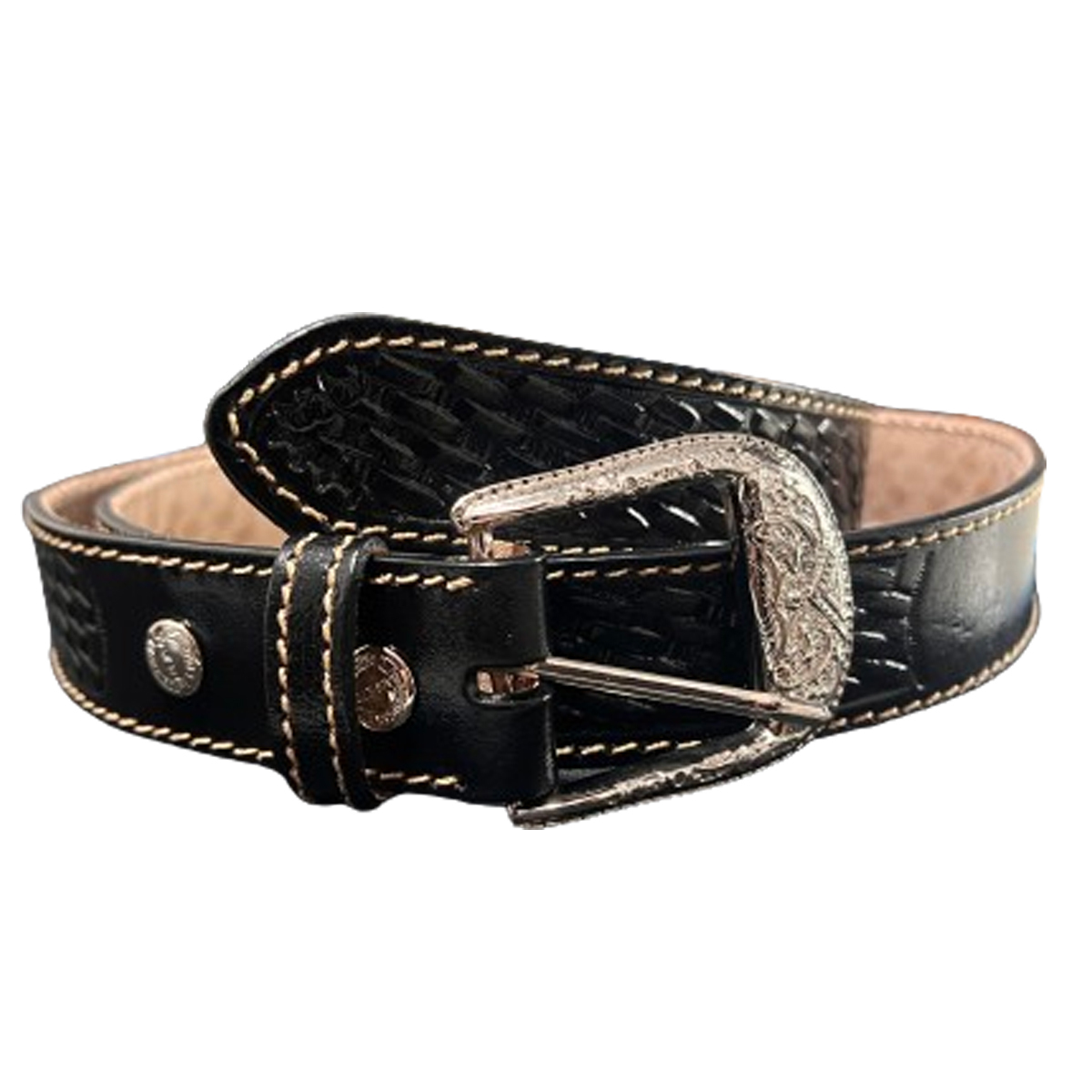 Cinto Liso com Costura e Fivela Encapada — Cor: Preto