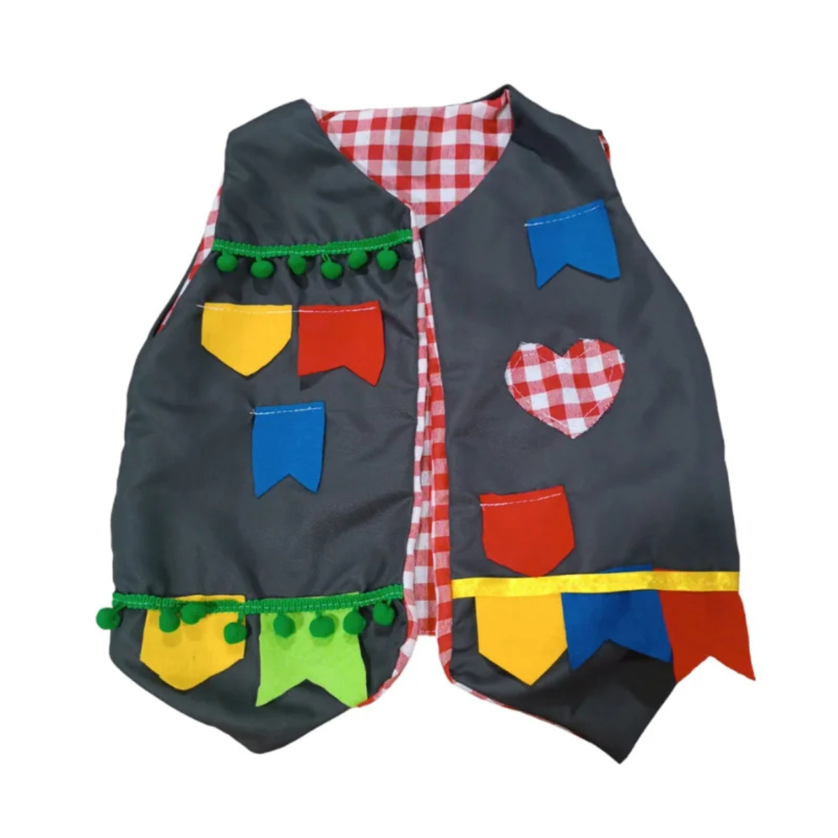 Colete Infantil Junino Dupla Face - Festa Junina — Cor: Cinza