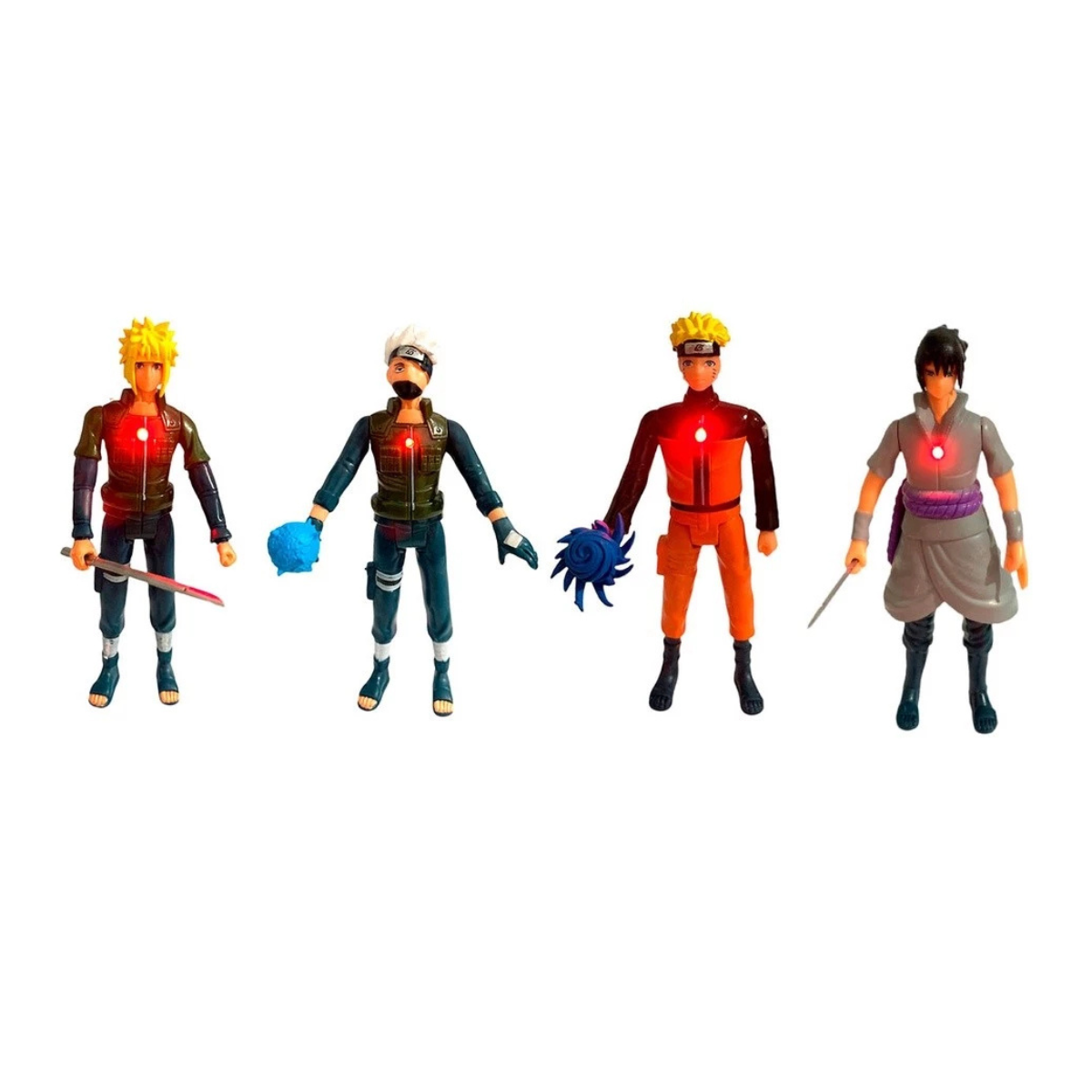 Kit 4 Action Figures Naruto Shippuden Kakashi Minato Sasuke