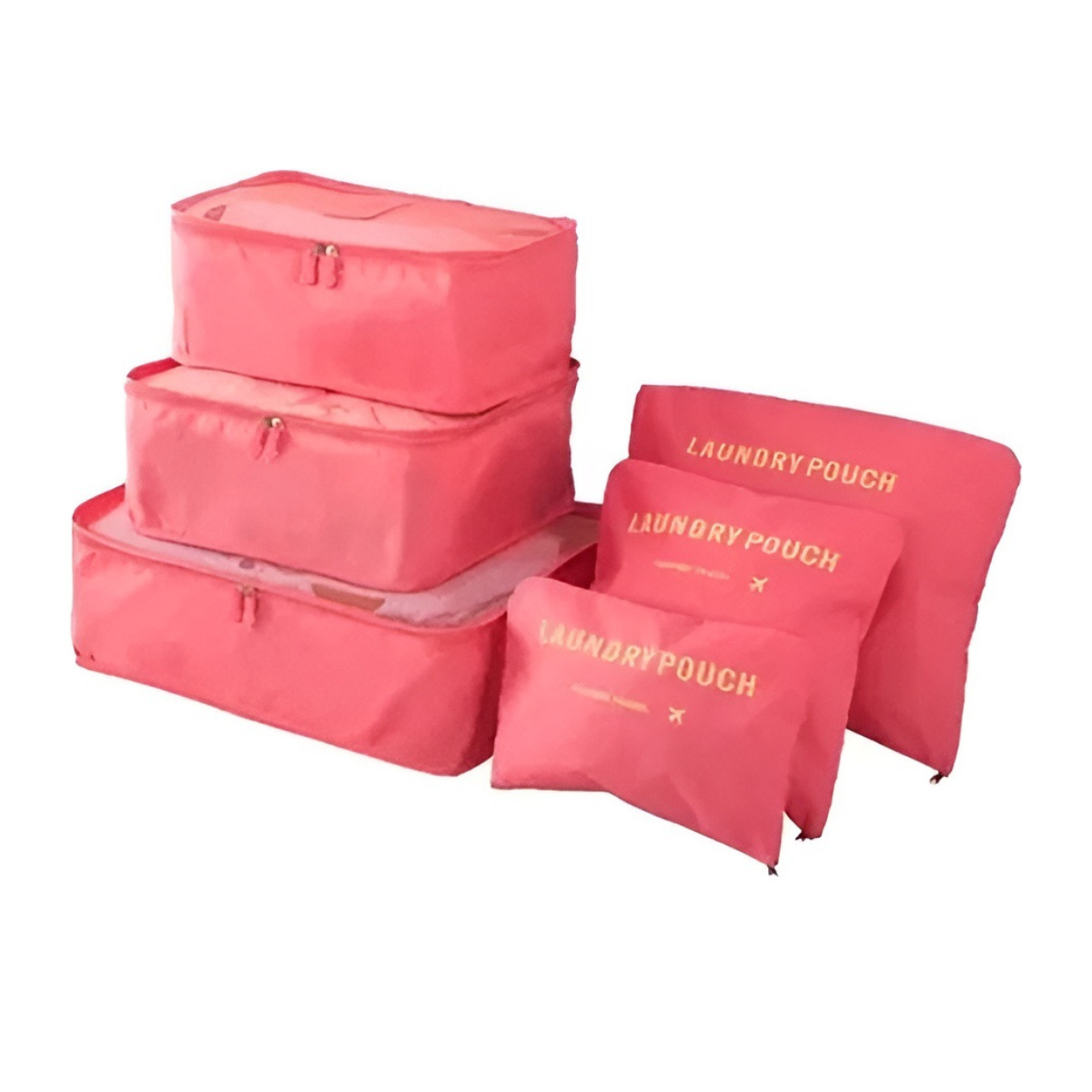 Kit Organizadores de Mala 6 Peças para Viagem — Cor: Coral