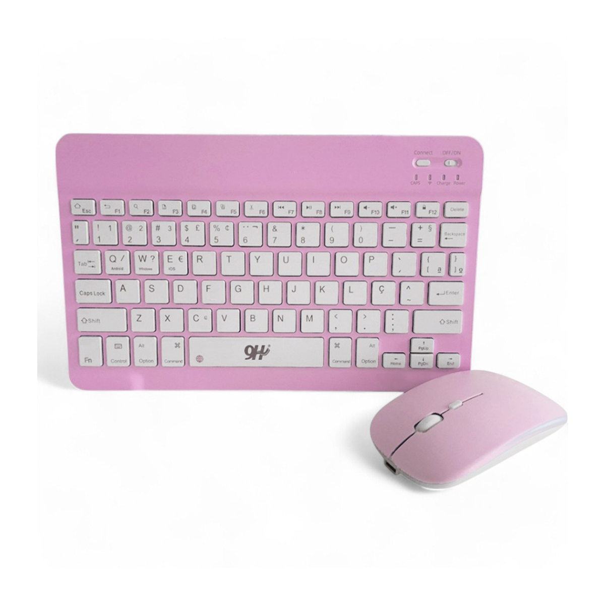 Kit Teclado + Mouse Slim Sem Fio Recarregável Bluetooth/USB — Cor: Rosa