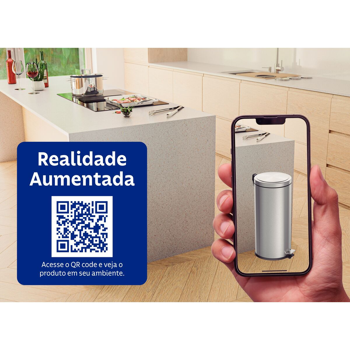 Lixeira com Pedal Tramontina Brasil Plus em Aço Inox 30 L