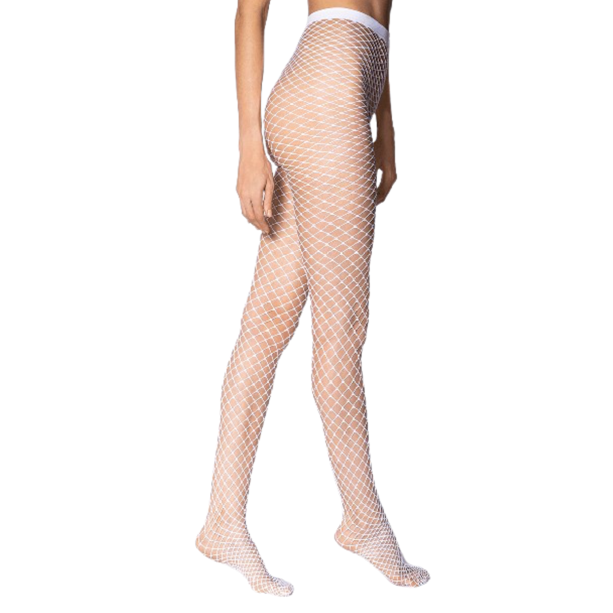 Meia-Calça Arrastão Feminina - Estilo Sexy — Cor: Branco