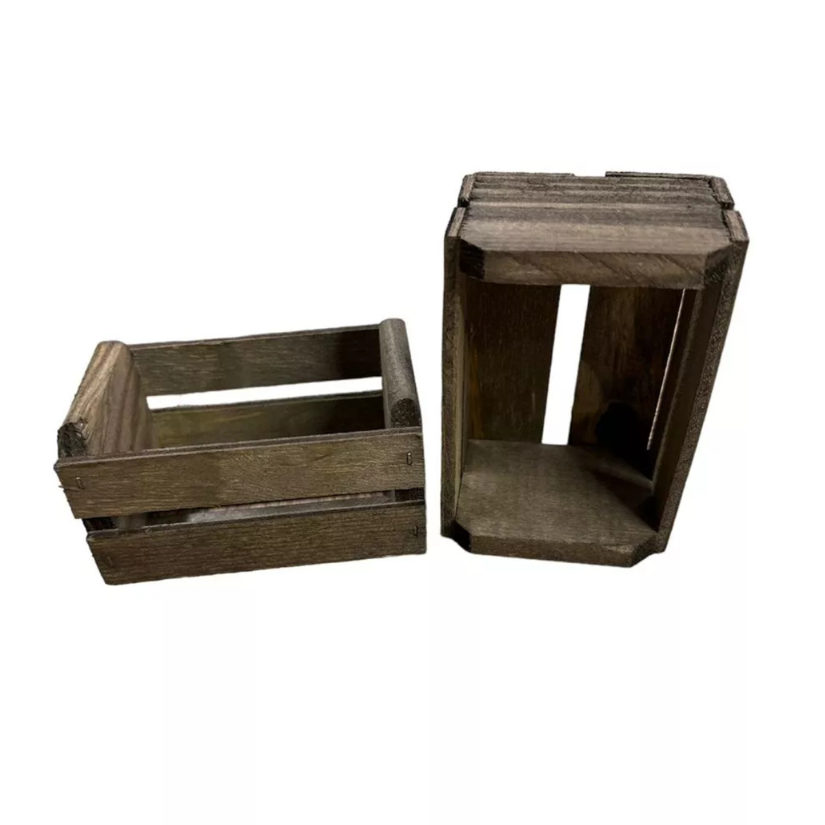 Mini Caixote de Madeira Pinus - Organizador Rústico — Cor: Marrom