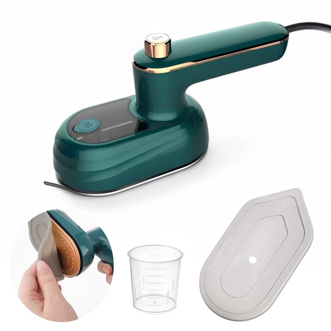 Mini Ferro Portátil 220V Vapor e Seco Compacto Verde