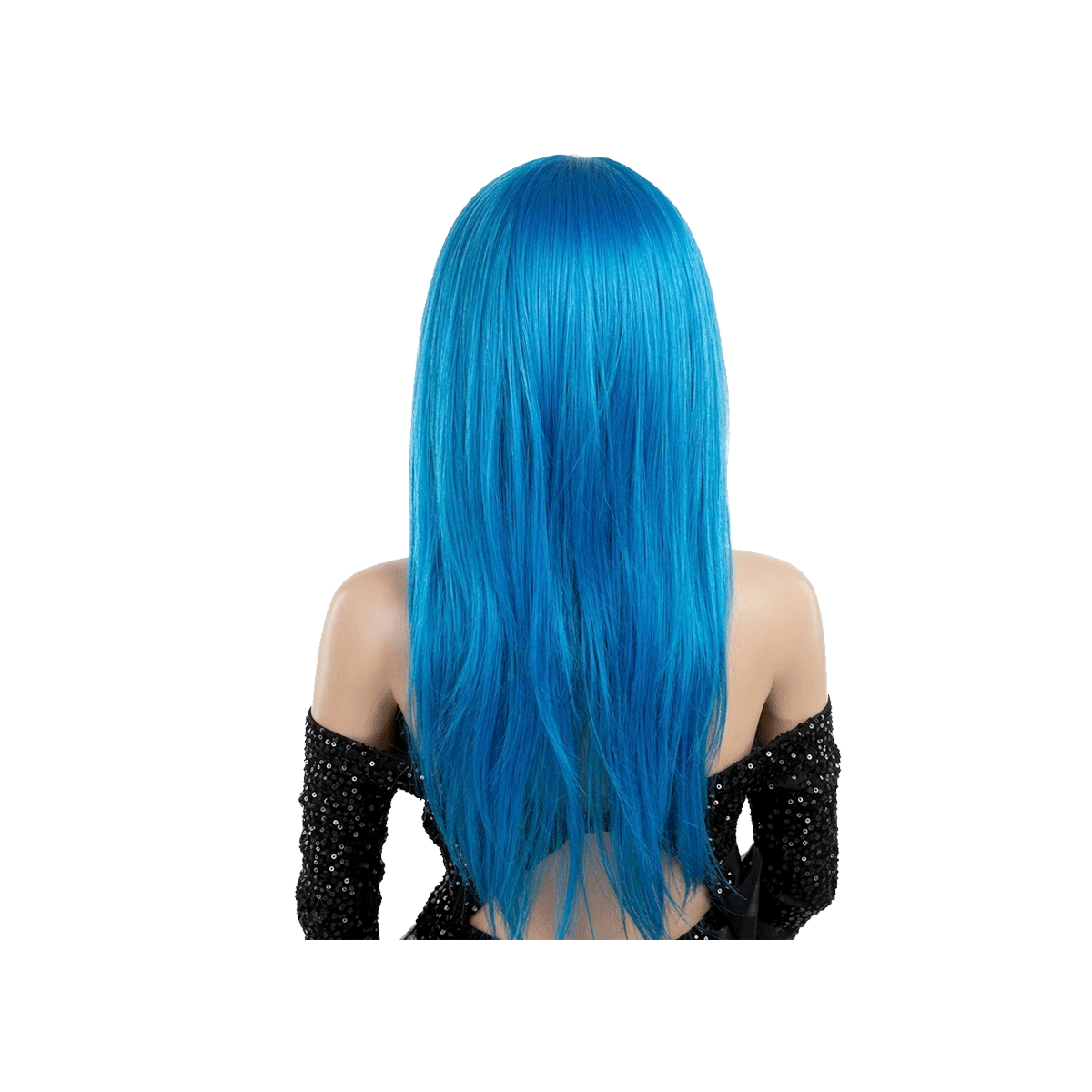 Peruca Longa Lisa Colorida para Festa, Cosplay e Carnaval — Cor: Azul Claro