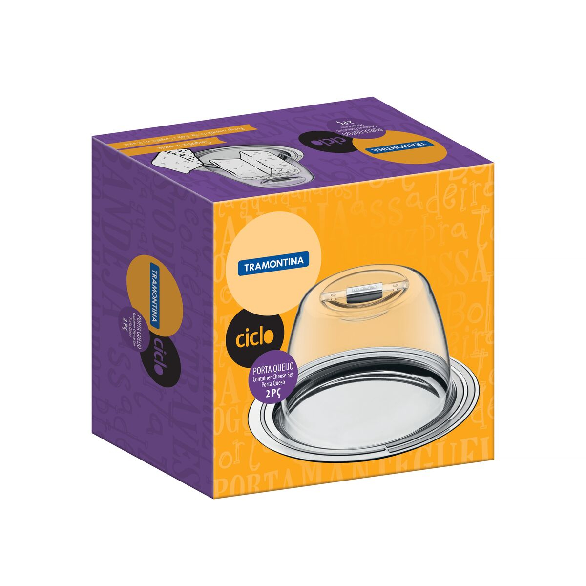 Porta-Queijo Tramontina Ciclo em Aço Inox 20 cm