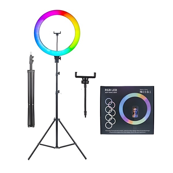 Ring Light RGB 1,6m Tripé Ajustável para Stream e Foto