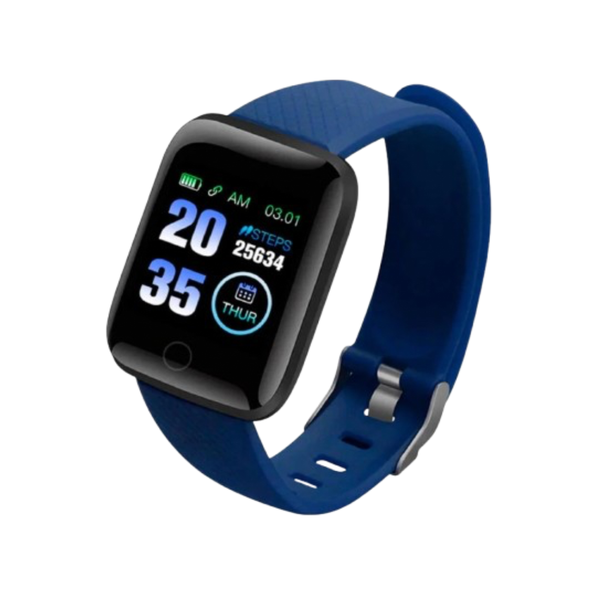 Smartwatch D13 Pedômetro Multi-Esportes Km Kcal FC PA Sono — Cor: Azul